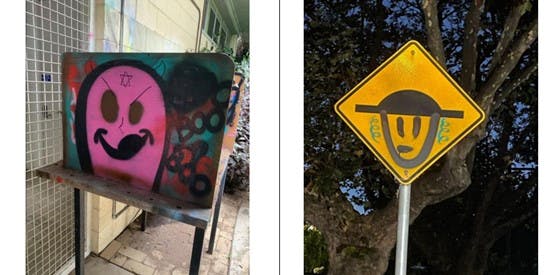 Graffiti in Brisbane (left) and Melbourne (ECAJ)