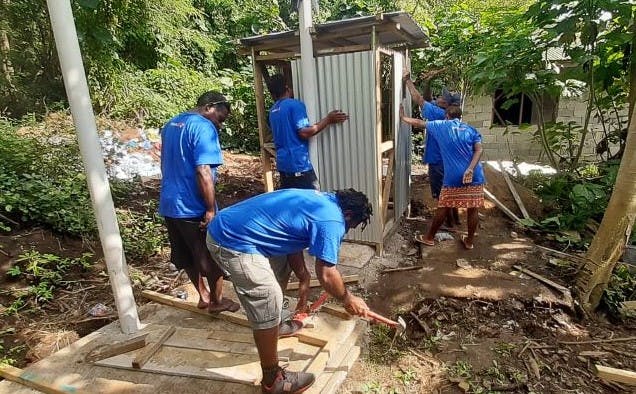IsraAid team builds a school bathroom in Vanuatu (IsraAid)