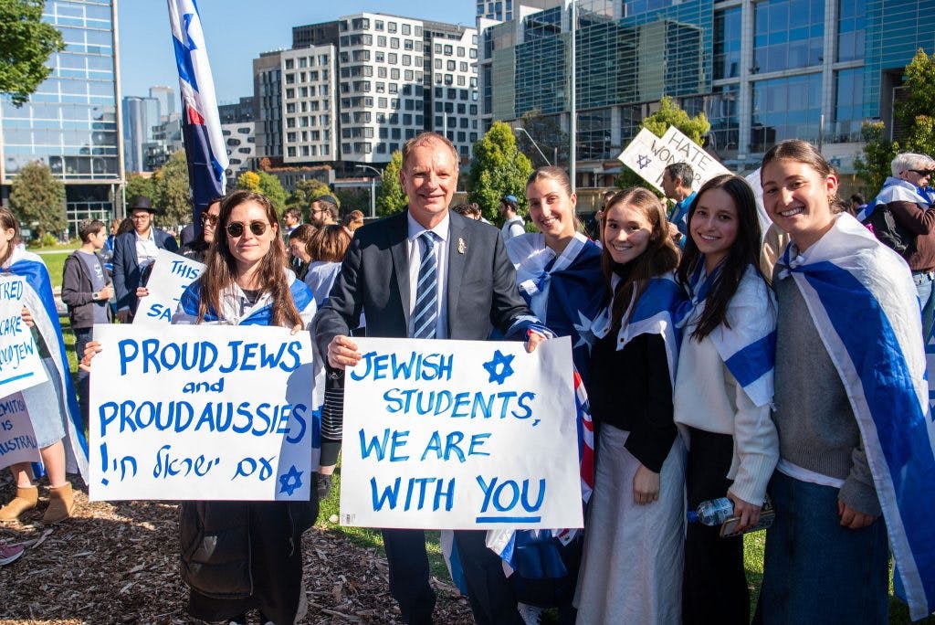 Deputy Leader of the Victorian Liberal Party David Southwick joined AUJS's rally against antisemitism on campus in Melbourne last week (Image: James McPherson).